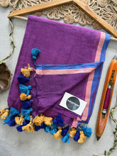 Indupriyaa  Purple Dual Tone Pure Handloom Mulmul Cotton Saree